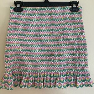 Zara Printed Smocked Mini Skirt